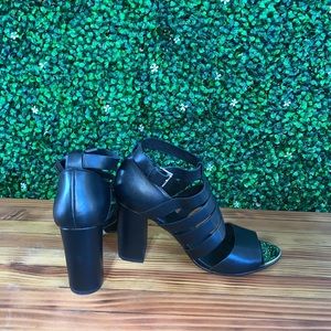 Top Shop- Stylish Black Block HeeL peep toe mirror